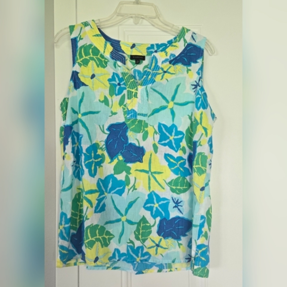Talbots Floral Linen Top